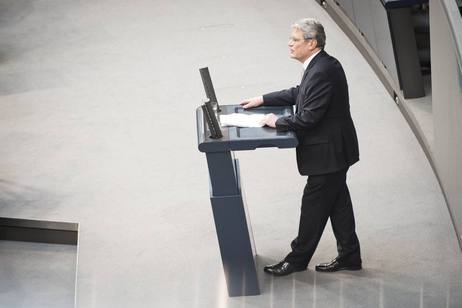 Bundesversammlung im Plenarsaal des Deutschen Bundestages - Bundespräsident Joachim Gauck bei seiner Ansprache