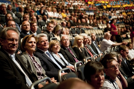 Bundespräsident Joachim Gauck bei der Eröffnung in der Olympiahalle