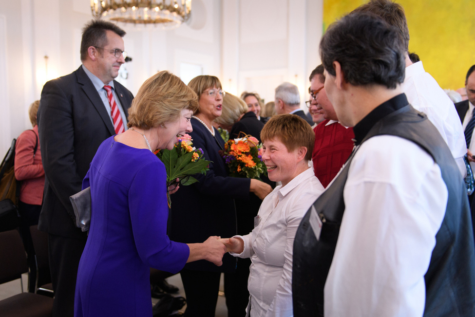 Daniela Schadt beim  Empfang im Großen Saal anlässlich des Festaktes zum 25. Jubiläum von Special Olympics Deutschland im Großen Saal von Schloss Bellevue