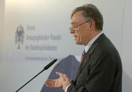 Bundespräsident Horst Köhler während einer Eröffnungsrede bei der Jahrestagung des Forums Demographischer Wandel im Schloss Bellevue.