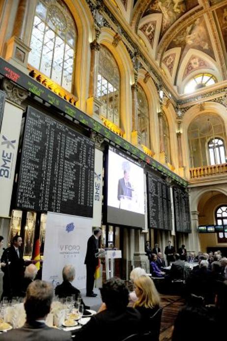 Bundespräsident Horst Köhler während einer Rede beim deutsch-spanischen Forum in der Madrider Börse.