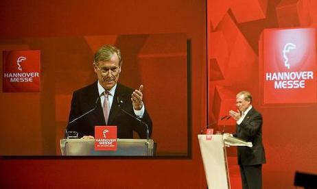 Bundespräsident Horst Köhler während der Eröffnungsrede zur Hannover-Messe.