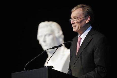 Bundespräsident Horst Köhler während eines Grußwortes bei der Wiedereröffnung des Schiller-Nationalmuseums in Marbach am 250. Geburtstag Friedrich Schillers.