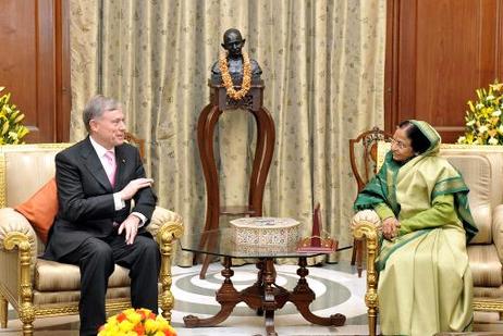 Bundespräsident Horst Köhler im Gespräch mit Pratibha Devisingh Patil, Präsidentin Indiens, im Präsidentenpalast Rashtrapati Bhavan.