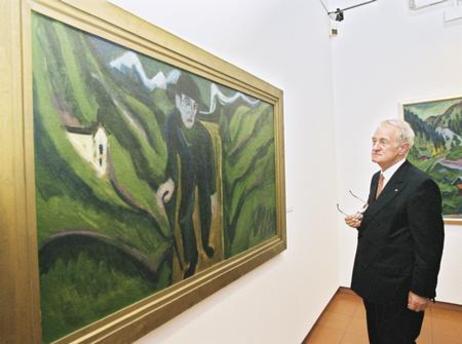 Reise von Bundespräsident Rau in die Schweiz / Besuch der Kirchner-Ausstellung