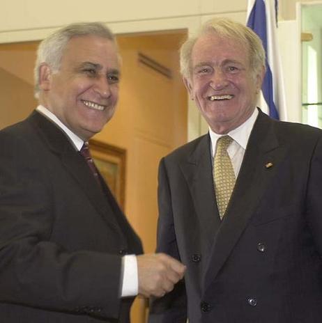 Bundespräsident Johannes Rau zusammen mit Präsident Katsav 