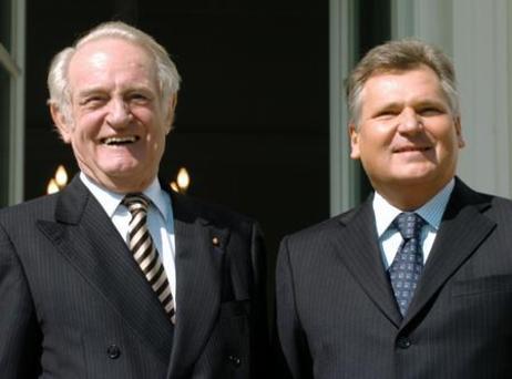 Bundespräsident Johannes Rau und der polnische Präsident Aleksander Kwasniewski