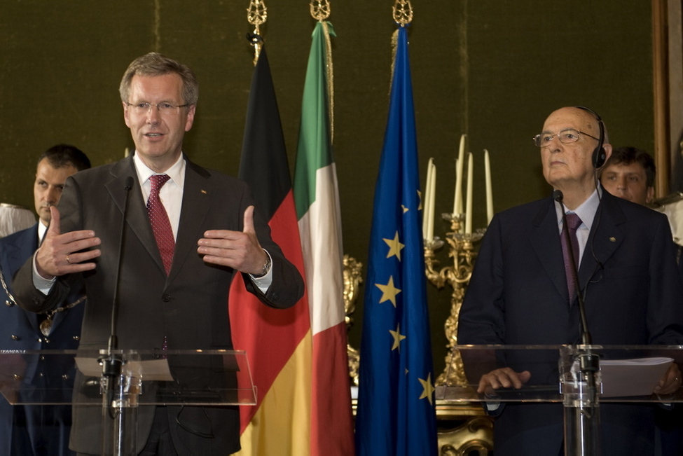 Bundespräsident Christian Wulff und der italienische Staatspräsident Giorgio Napolitano