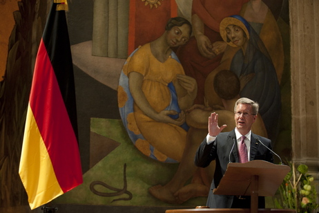 Bundespräsident Christian Wulff hält seine Ansprache in der Universität