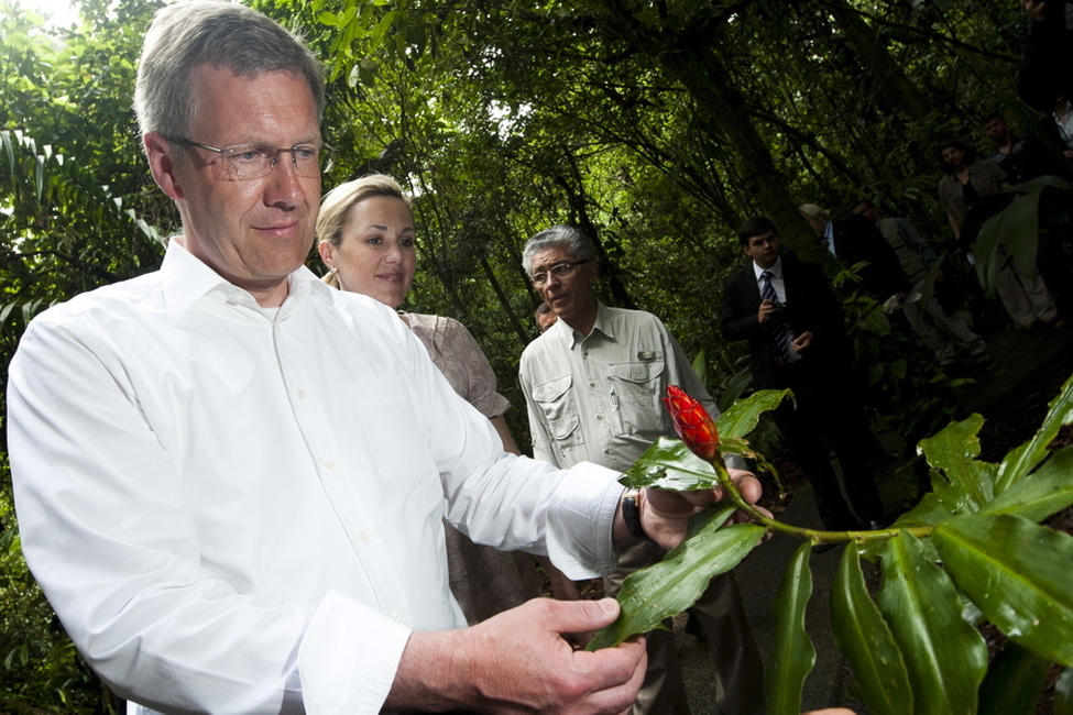 Bundespräsident Christian Wulff im Regenwald am Braulio Carillo Nationalpark