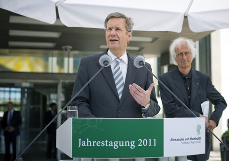 Empfang für die Stipendiatinnen und Stipendiaten der Alexander von Humboldt-Stiftung in Berlin -  Bundespräsident Christian Wulff bei seiner Ansprache