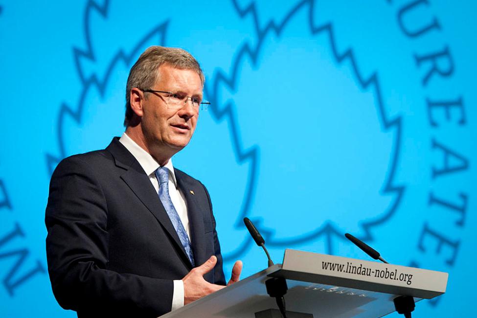 Federal President Christian Wulff speaking at the Lindau Nobel Laureate Meeting