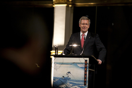 Festakt zur Eröffnung der Ausstellung Hokusai-Retrospektive in Berlin - Bundespräsident Christian Wulff bei seiner Eröffnungsansprache im Martin-Gropius-Bau