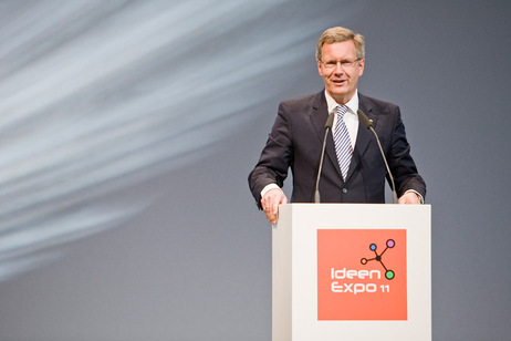 Eröffnungsveranstaltung der IdeenExpo 2011 in Hannover - Bundespräsident Christian Wulff bei seiner Eröffnungsrede