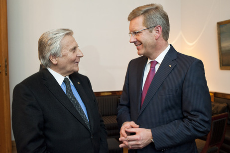 Bundespräsident Christian Wulff mit dem Präsidenten der Europäischen Zentralbank, Jean-Claude Trichet