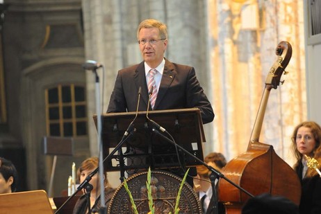 Bundespräsident Christian Wulff bei seiner Rede in der St.-Marien-Kirche zu Rostock