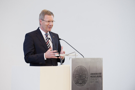 Bundespräsident Christian Wulff bei seiner Ansprache in der Universität Heidelberg