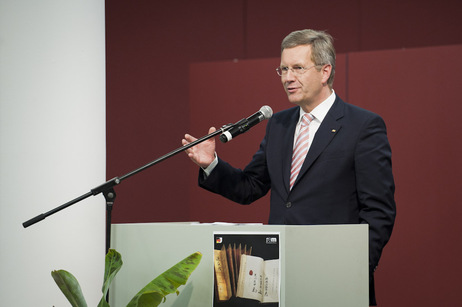 Festakt zur Eröffnung der Ausstellung Ferne Gefährten – 150 Jahre deutsch-japanische Beziehungen - Bundespräsident Christian Wulff bei seiner Ansprache