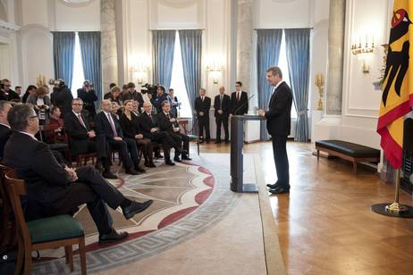 Richterwechsel im Langhanssaal von Schloss Bellevue - Bundespräsident Christian Wulff bei seiner Ansprache