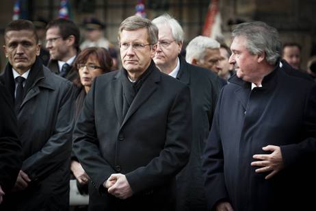 Bundespräsident Christian Wulff bei Trauerfeier für den ehemaligen tschechischen Präsidenten Václav Havel in Prag