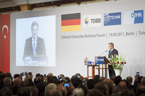 Bundespräsident Christian Wulff bei seiner Ansprache beim Deutsch-Türkisches Wirtschaftsforum 2011