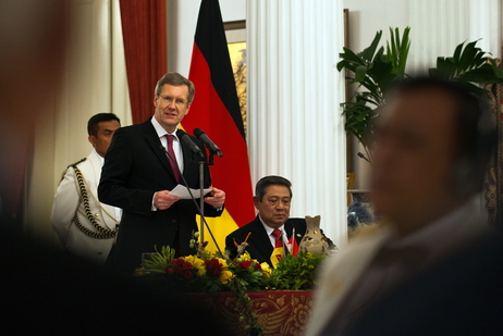 Bundespräsident Christian Wulff hält beim Staatsbankett eine Rede