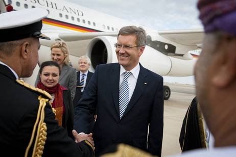 Bundespräsident Christian Wulff nach der Landung