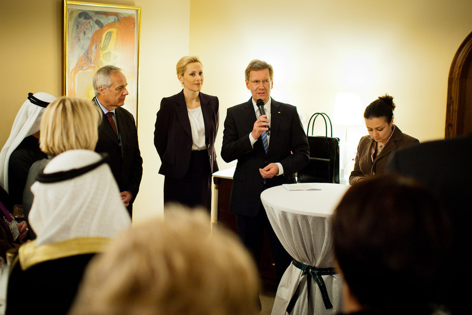 Bundespräsident Christian Wulff und seine Frau Bettina beim Empfang in der Residenz des Botschafters