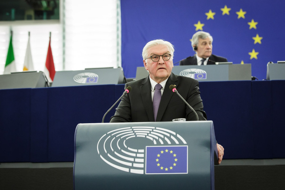 Bundespräsident Frank-Walter Steinmeier hält eine Ansprache im Plenum des Europäischen Parlaments in Straßburg anlässlich seines Besuchs 