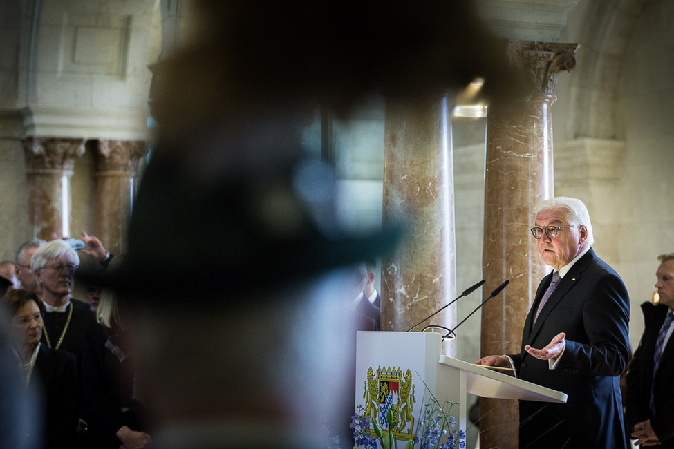 Bundespräsident Frank-Walter Steinmeier beim Empfang in der Bayerischen Staatskanzlei in München während seines Antrittsbesuchs in Bayern 