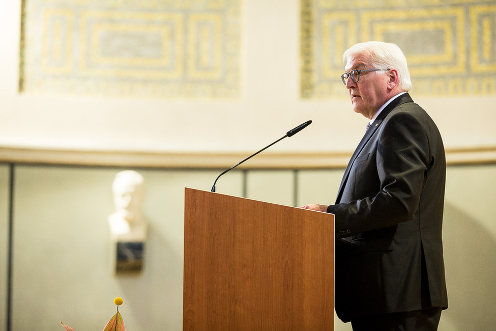 Bundespräsident Frank-Walter Steinmeier hält eine Rede in der Ludwig-Maximilians-Universität in München während seines Antrittsbesuchs in Bayern 