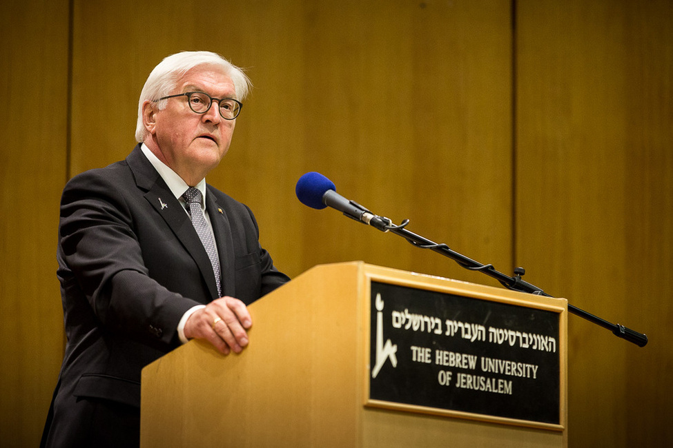 Bundespräsident Frank-Walter Steinmeier hält eine Rede im Auditorium der Hebräischen Universität Jerusalem anlässlich des Besuches in Israel und in den Palästinensischen Gebieten