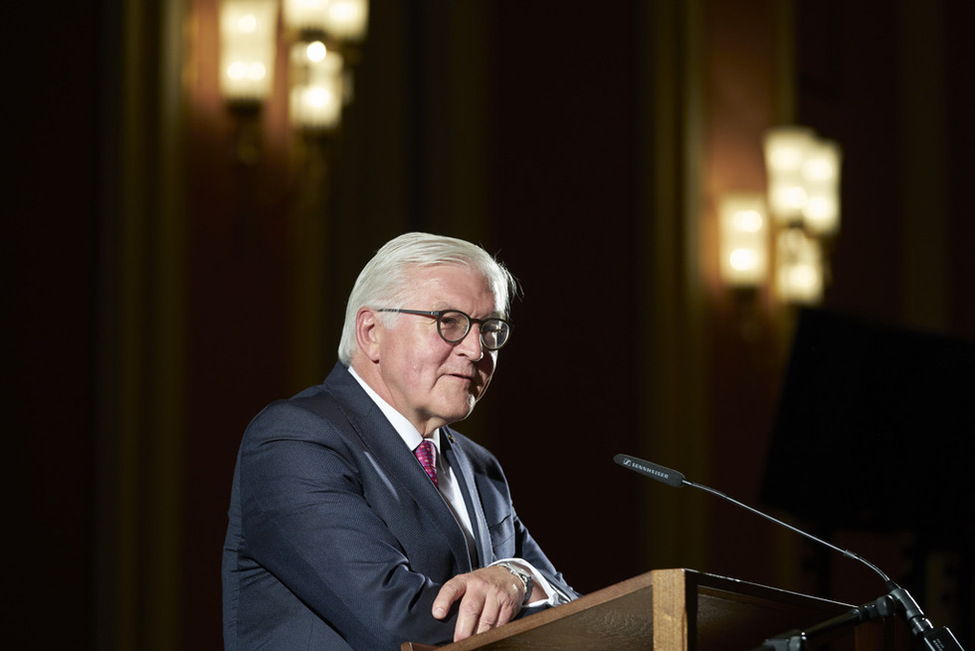 Bundespräsident Frank-Walter Steinmeier hält eine Ansprache im Berliner Rathaus anlässlich des Iftar-Essens der Initiative JUMA