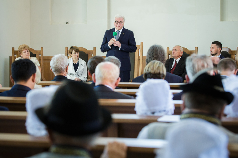 Bundespräsident Frank-Walter Steinmeier und Elke Büdenbender beim Besuch des Neubaus einer evangelisch-lutherischen Kirche in Astana und Begegnung mit Kasachstandeutschen anlässlich des offiziellen Besuchs in der Republik Kasachstan