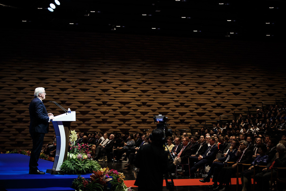 Bundespräsident Frank-Walter Steinmeier hält eine Rede an der Singapore Management University anlässlich seines Staatsbesuchs in der Republik Singapur 