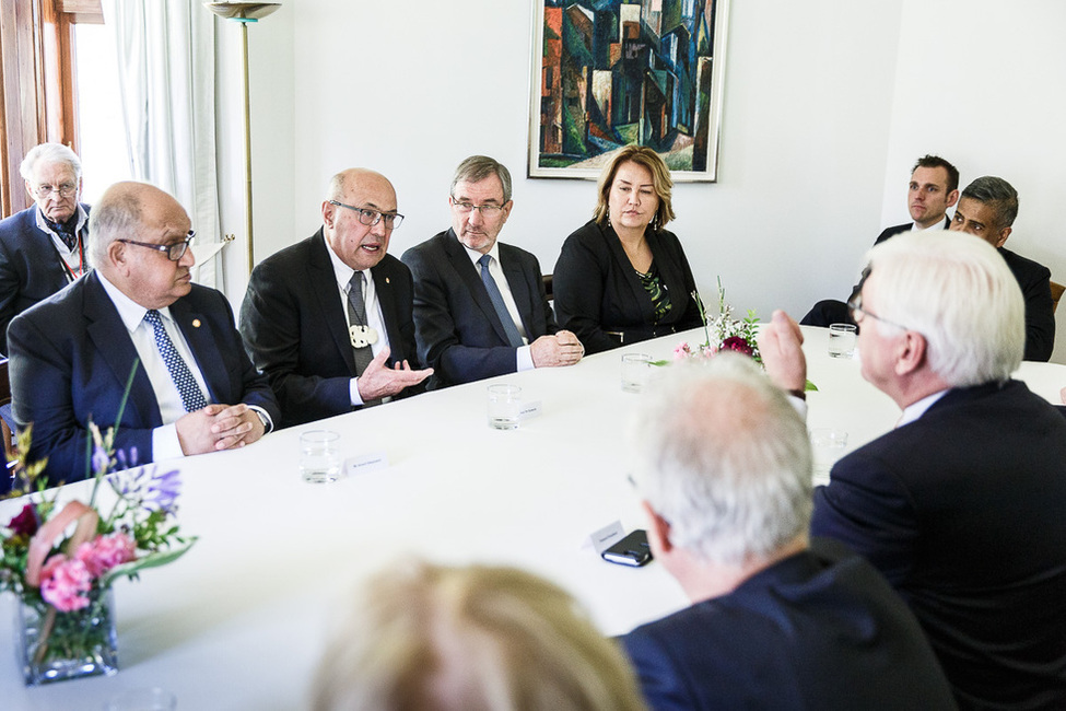 Bundespräsident Frank-Walter Steinmeier bei der Gesprächsrunde zum Thema 'The changing face of New Zealand: Migration, Refugees and Integration' in Wellington anlässlich des Staatsbesuchs in Neuseeland