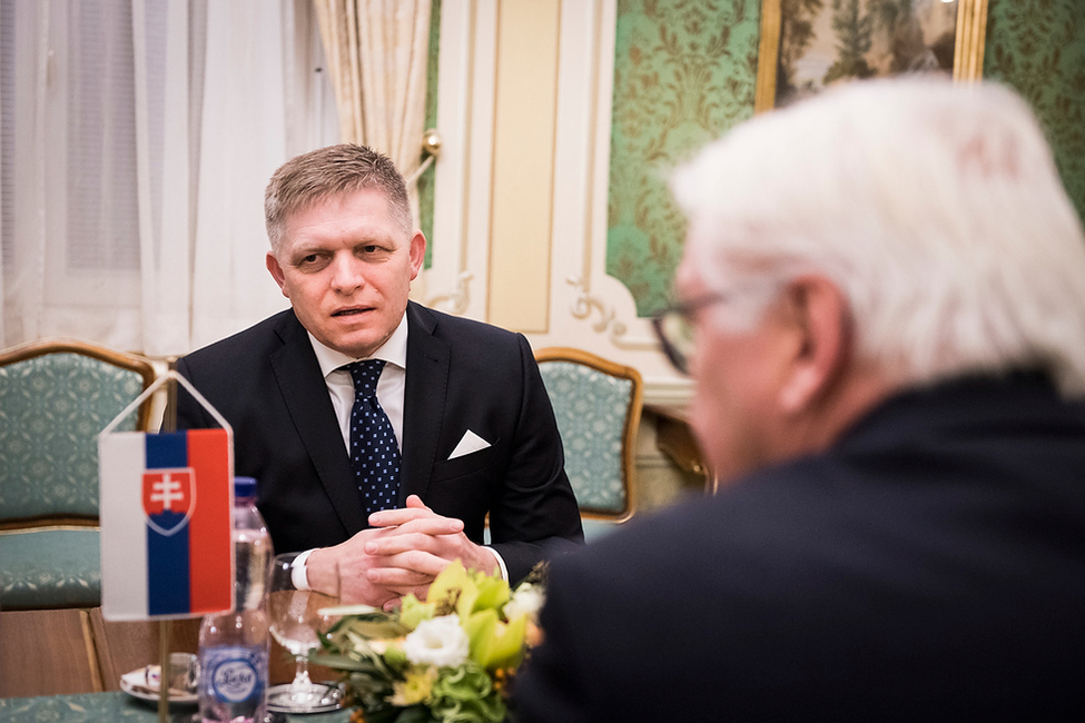 Bundespräsident Frank-Walter Steinmeier im Gespräch mit Ministerpräsident Róbert Fico anlässlich des Antrittsbesuchs in der Slowakischen Republik  