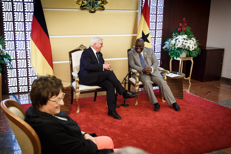 Bundespräsident Frank-Walter Steinmeier im Gespräch mit dem Präsidenten der Republik Ghana, Nana Akufo-Addo