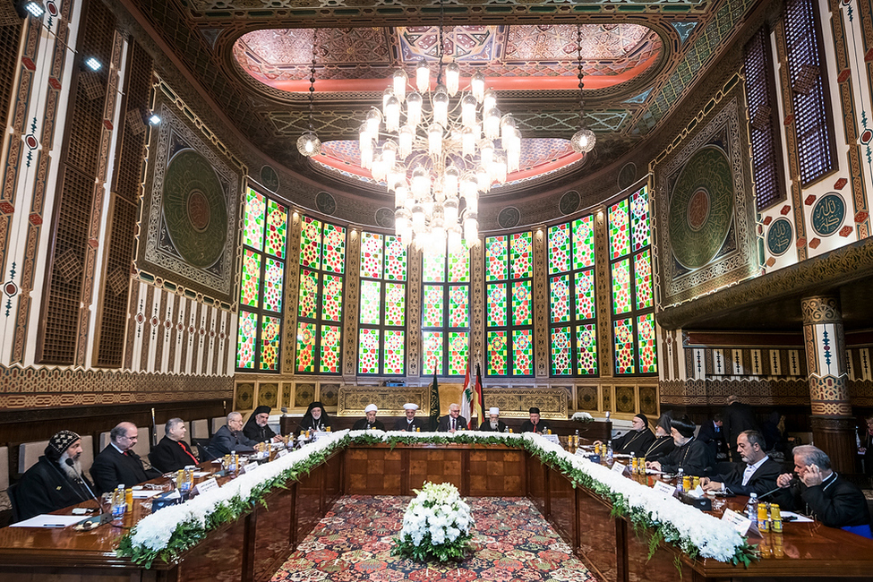 Bundespräsident Frank-Walter Steinmeier beim Gespräch mit Vertretern der im Libanon vertretenen Religionsgemeinschaften anlässlich des offiziellen Besuchs im Libanon 