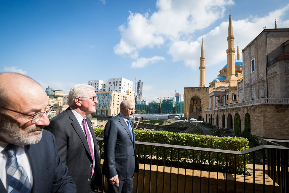 Bundespräsident Frank-Walter Steinmeier beim Stadtrundgang durch Beirut gemeinsam mit dem Tourismusminister anlässlich des offiziellen Besuchs im Libanon 