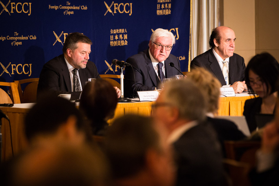 Bundespräsident Frank-Walter Steinmeier bei einer Diskussion im Foreign Correspondents‘ Club of Japan in Tokio anlässlich des Besuchs in Japan