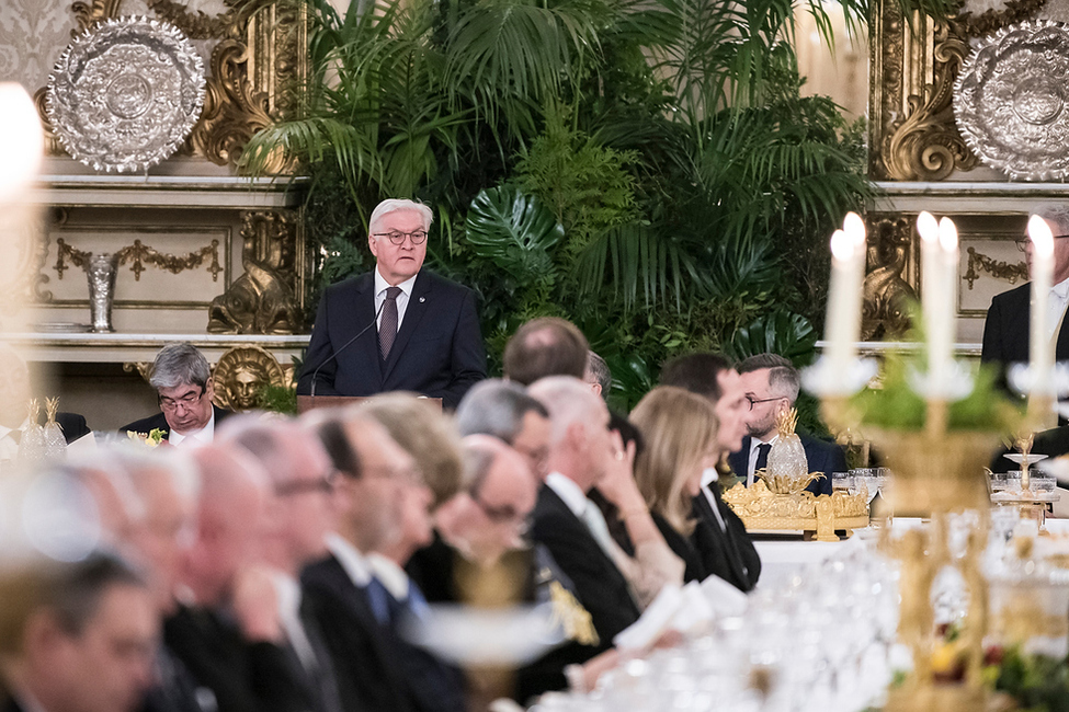 Bundespräsident Frank-Walter Steinmeier hält eine Rede beim Abendessen gegeben vom Präsidenten im Palácio Nacional de Ajuda in Lissabon anlässlich des offiziellen Besuchs in der Portugiesischen Republik  