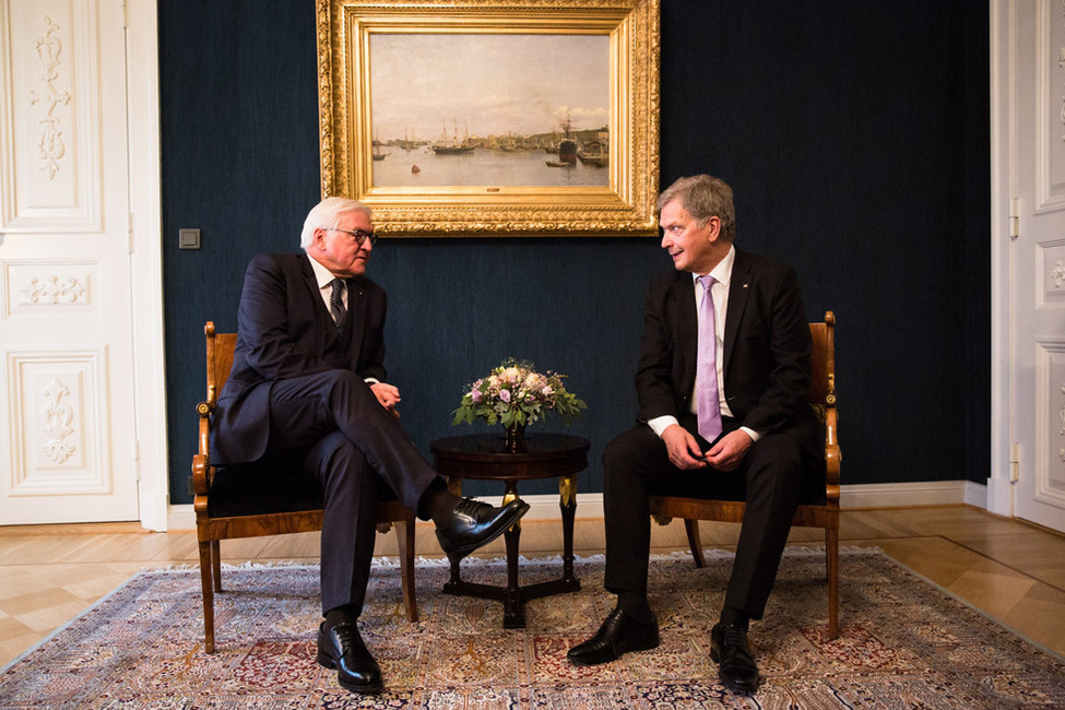 Bundespräsident Frank-Walter Steinmeier im Gespräch mit dem Staatspräsidenten der Republik Finnland, Sauli Niinistö, anlässlich des Staatsbesuchs 