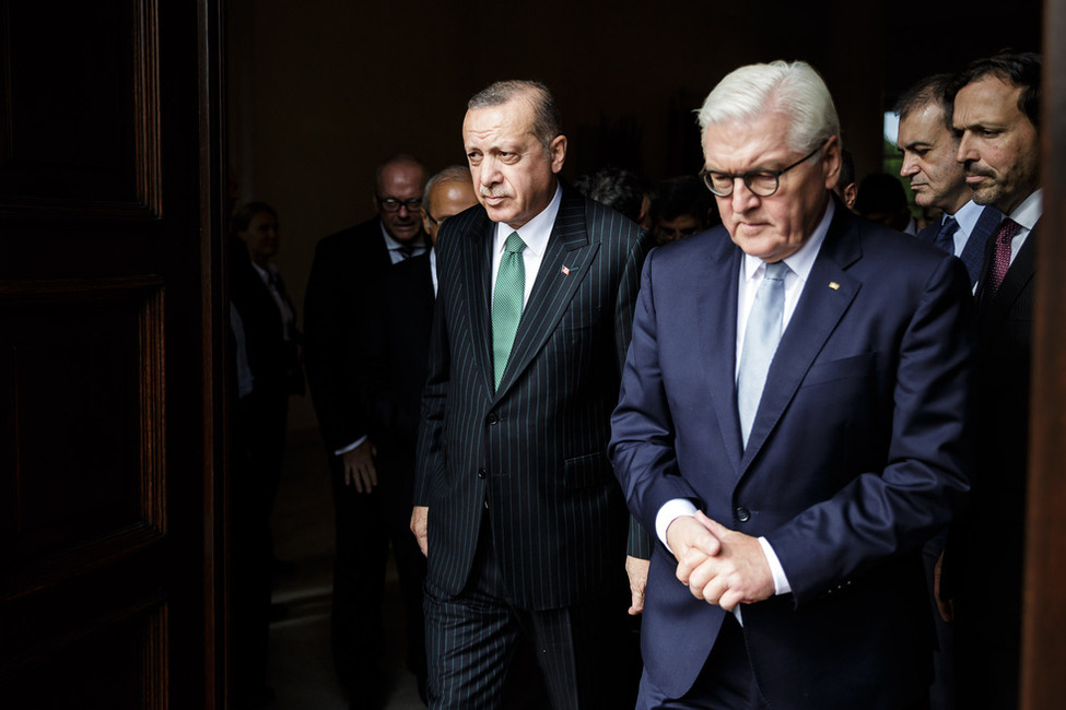 Bundespräsident Frank-Walter Steinmeier empfängt den Präsidenten der Republik Türkei, Recep Tayyip Erdoğan, in Schloss Bellevue anlässlich des Staatsbesuchs 