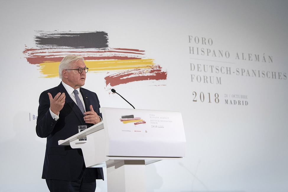 Bundespräsident Frank-Walter Steinmeier nimmt am am Deutsch-Spanischen Forum im Palace Hotel in Madrid anlässlich des Besuchs im Königreich Spanien teil