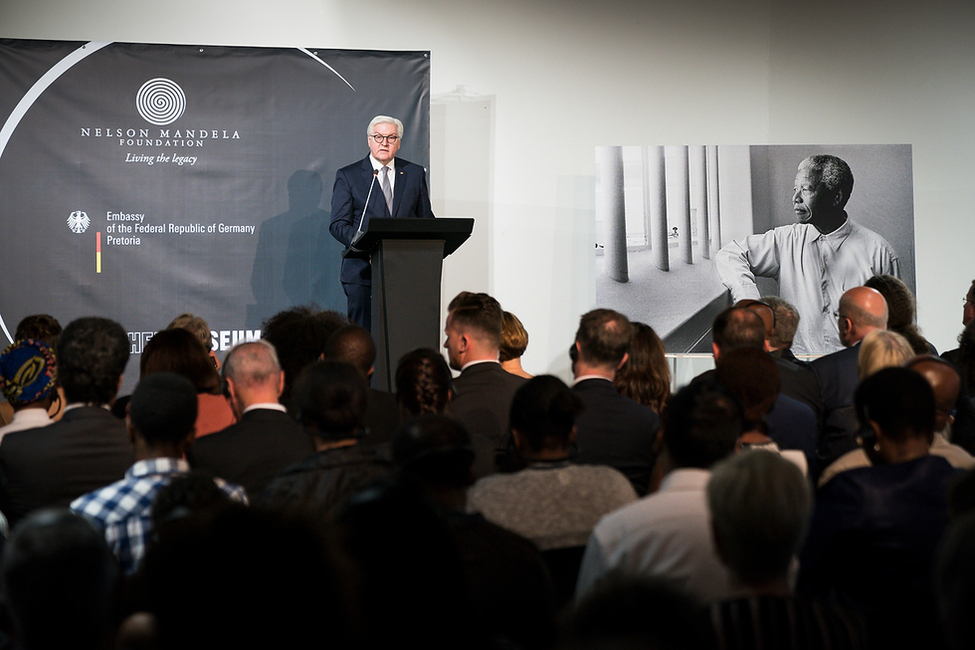 Bundespräsident Frank-Walter Steinmeier hält eine Rede im Apartheid Museum in Johannesburg anlässlich des Staatsbesuches in die Republik Südafrika