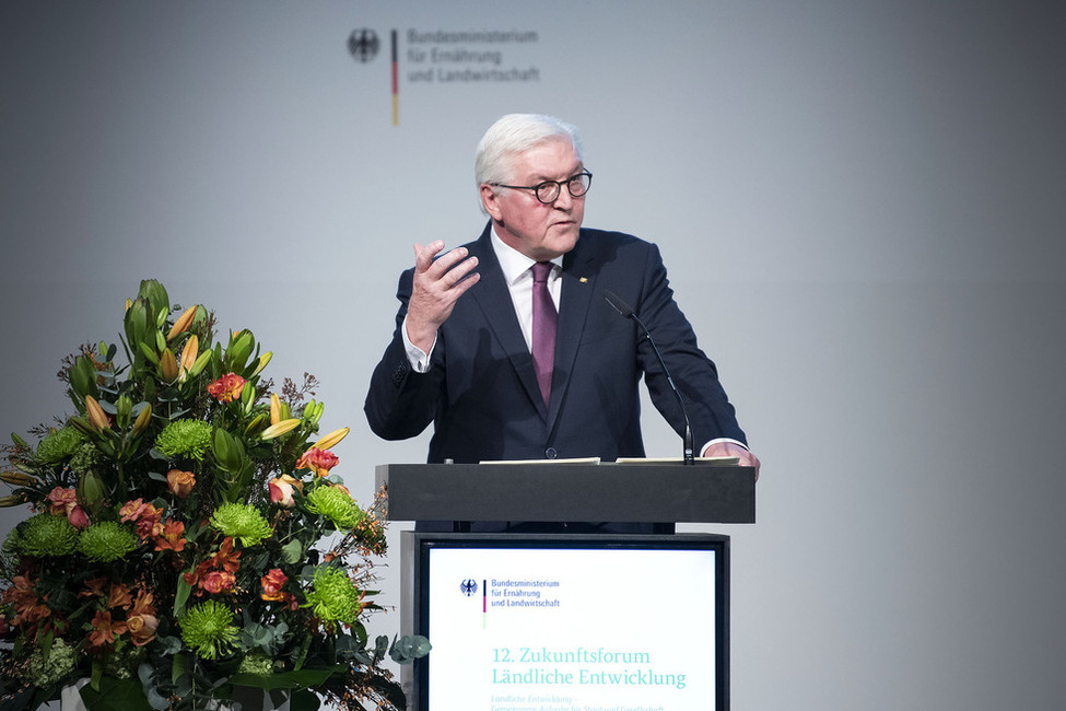 Bundespräsident Frank-Walter Steinmeier bei der Ansprache beim "Zukunftsforum Ländliche Entwicklung" auf der Internationalen Grünen Woche in Berlin