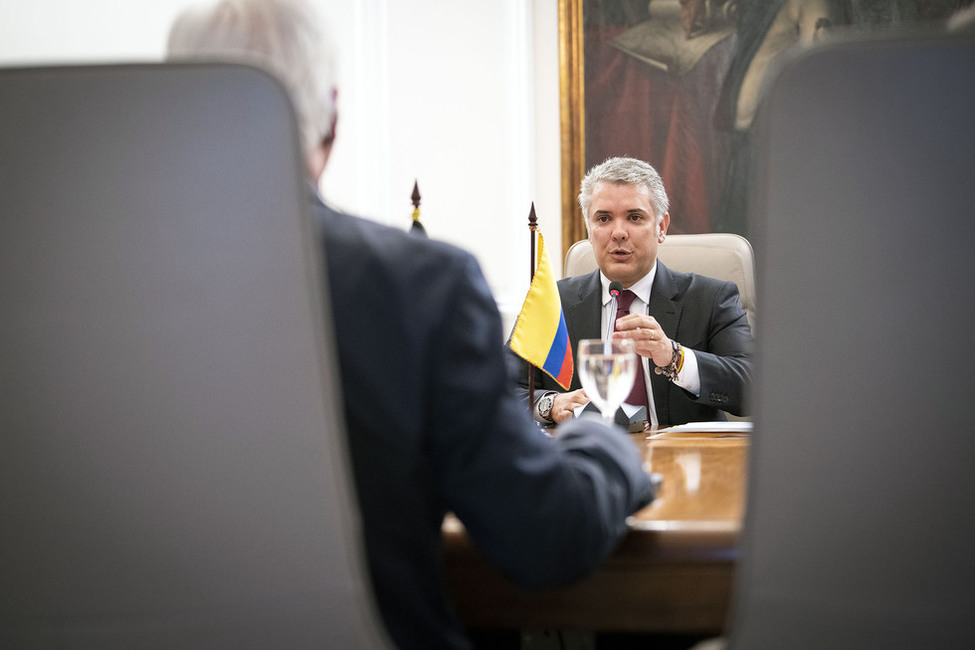 Bundespräsident Frank-Walter Steinmeier im Gespräch mit dem Präsidenten der Republik Kolumbien, Iván Duque Márquezl in Bogotá