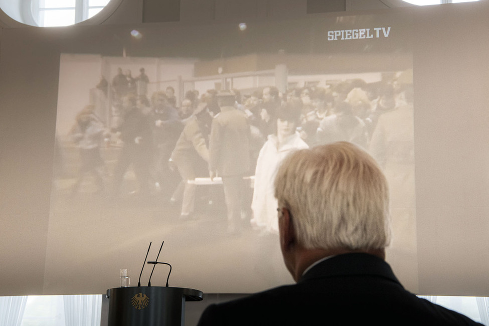 Bundespräsident Frank-Walter Steinmeier bei der Auftaktveranstaltung der Reihe "Geteilte Geschichte(n)" in Schloss Bellevue.