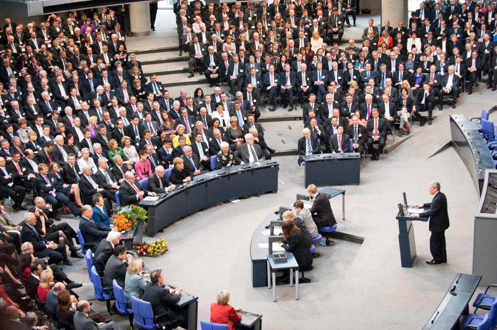 Bundesversammlung im Plenarsaal des Deutschen Bundestages - Bundespräsident Joachim Gauck bei seiner Ansprache